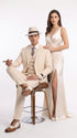 Men’s Ivory Cream Pinstripe 3-Piece Suit – 1920s Gangster Gatsby Wedding and Formal Suit