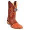 Men's King Exotic Caiman Belly Square Toe Boots Handcrafted Cognac (48178203)