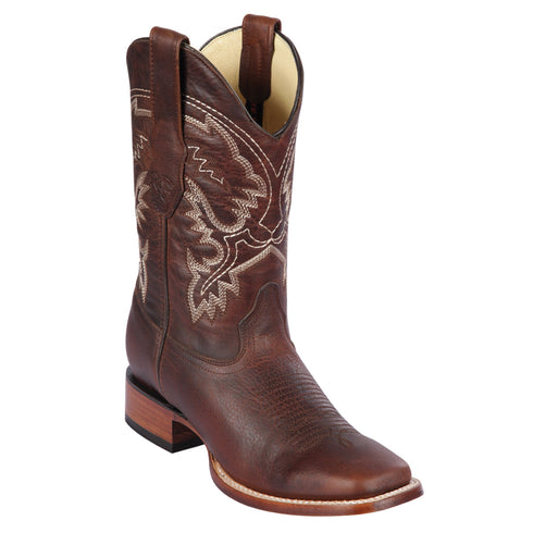 Brown square toe cowboy boots