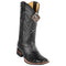 Men's King Exotic Caiman Crepe Sole Square Toe Boots With Saddle Black (48238205)