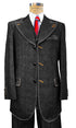 Denim Suit - Cotton Fabric Vested Suit - 3 Pieces Suit - Vested Fancy Black Suit