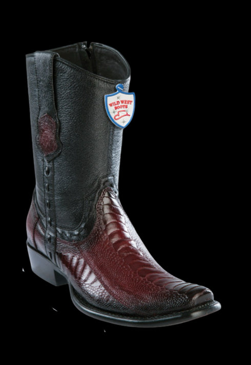 Wild West Botas de Pata de Avestruz Horma Dubai Toe Faded Burgundy