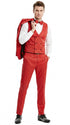 Tazio Men’s Cherry Red and Black Polka-Dot 3-Piece Suit – Skinny Fit Prom, Wedding and Party Suit or Tuxedo