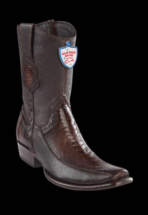 Wild West Botas de Pata de Avestruz Horma Dubai Toe Faded Brown