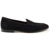 Zelli Hand-Stitched Sueded Goatskin Loafer with Crocodile Vamp in Black