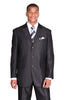 Mens 3 Button Classic Fit Tonal Sharkskin Peak Lapel Suit in Black