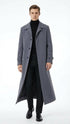 Men’s Full-Length Charcoal Grey Overcoat – Premium Microfiber Blend Long Dress Coat for Winter and Formal Wear in Gray Color