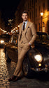 Men's Tan Three-Piece Suit with Vest – Classic Tailored Fit in camel khaki Bronze color By Rossiman