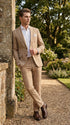 Beige Tan Plaid windowpane Two Piece Suit for Men | Classic Checkered Formal Suit with Jacket and Pants by Rossiman