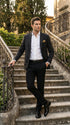 Men’s Black Pinstripe Blazer – Classic Tailored Formal Jacket for Business, Office and Evening Wear