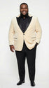 Men’s Ivory Dinner Jacket - Cream Velvet Blazer with Black Satin Lapel | Wedding and Party Formal Sport Coat in off white