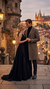 Men’s Black & Grey Herringbone Tweed Wool Blend Overcoat – Classic Single-Breasted Winter Blazer Carcoat