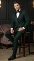 Men’s Hunter Green Tuxedo Suit 3 Piece – One Button Peak Lapel Designer Formal Suit for Wedding, Light Weight Wool By Statement Dark Green