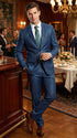 Men’s Indigo Blue Sharkskin Suit – Textured Shiny Formal Suit for Wedding, Business, 2 Buttons Slim Fitted