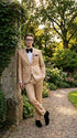 Men’s Champagne Gold Paisley Prom Tuxedo, Formal Dinner Suit for Prom, Weddings, Parties in Tan Color