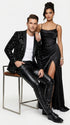 Men’s Black Velvet Sequin Swirl Dinner Jacket – Blazer Paisley Sparkly