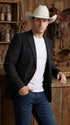Men’s Black Western Blazer – Cowboy Sport Coat with Western Yoke Design