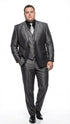 Mens Charcoal Gray Suit With Sheen - | Shiny Texture Fabric Three Piece Wedding and Party Business