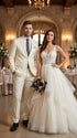 Men’s Ivory Paisley Shiny Suit – Flroal Formal Wedding and Prom Suit for Party, in Cream Off White
