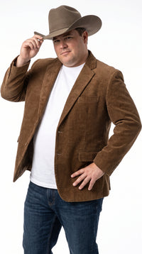 Men’s Brown Corduroy Country Blazer – Two-Button Western Sport Coat for Casual