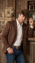 Men’s Brown Suede Western Blazer – Cowboy Style Sport Coat Jacket