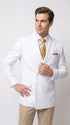 Men’s White Double Breasted Blazer, Formal Dress Jacket for Weddings, Prom, Parties, Dinner Events, and Special Occasions