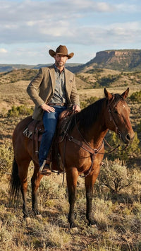 Men’s Brown Taupe Western Blazer Jacket – Classic Cowboy Style Sport Coat for Wedding