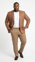 Vitali Men’s Rust Copper Brown Plaid Blazer with Tan Pants – Classic Windowpane, Business and Smart-Casual Birck color Suit