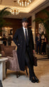 Men’s Godfather Black Double-Breasted Long Overcoat – Vintage Mobster Gangster Coat