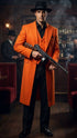 Men’s halloween Costume Orange Long Zoot Suit Set With Black Shirt and Black Pants included