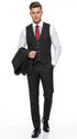Men’s Black Skeleton Bone Pinstripe 3 Piece Suit – Gangster Style Striped Suit with Vest