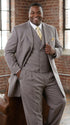 Men’s Light Kahki Sand 3-Piece Suit – Six-Button Jacket with Double-Breasted Vest and Pleated Pants Tan Color