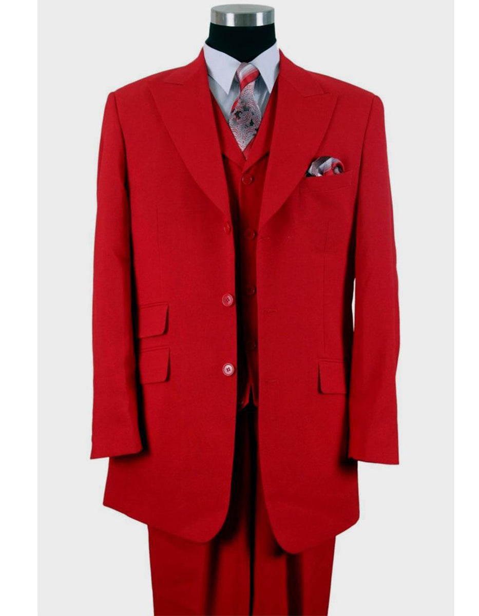 Davis Red Peaked Lapel Easy Fit Men Suit with Black Lapel main image 1