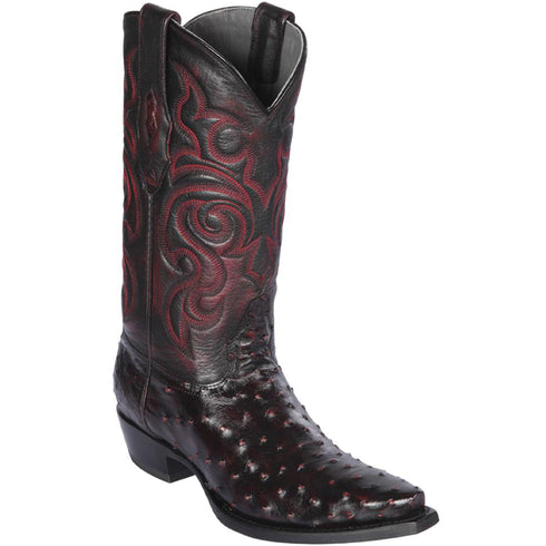 Los Altos Boots - Men's Ostrich Western Boots Black Cherry