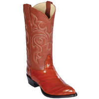 Men’s Red Eel Cowboy Boots with Pointed Toe, Original Leather Western Dress Boots