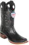 Wild West Botas de Pata de Avestruz Horma Square Toe Black