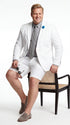 Men’s Cotton Fabric White 2 Piece Summer Suit with Shorts, Casual Beach Wedding and Resort Formal Outfit