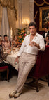 Tony Montana’s White Linen Shirt and Tan Pants – Men’s White Formal Shirt with Tan Trousers for Party, Wedding and Vintage Style Outfit