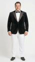 Men’s Black Velvet Tuxedo Blazer with Studded Lapel – Formal Evening Jacket