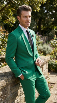 Men’s Augusta Green Emerald Light Green Suit – Slim Fit 2 Piece Formal Suit for Wedding, Prom and Evening Events