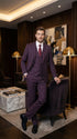 Men’s Plum Eggplant Pinstripe 3 Piece Suit – Burgundy Purple Formal Suit Gangster 1920s Mafia Pimp Suit