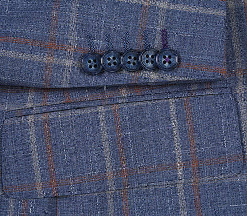 English Laundry 2-Piece Check Wool Linen Blend Slim Fit Suit