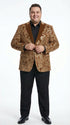 Men's Light Brown & Gold Baroque Embroidered Blazer Jacket | Tuxedo Dinner Jacket