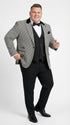 Men’s Black and White Houndstooth Gatsby Inspired Suit – Vintage Style Formal Suit for Wedding, Prom and Classic Events Blazer + Black vest + Black Pants
