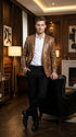 Men’s Brown Snakeskin Pattern Blazer – Stylish Exotic Print Formal Blazer Jacket for Party, Exotic Crocodile Alligator Print