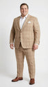 Beige Tan Plaid windowpane Two Piece Suit for Men | Classic Checkered Formal Suit with Jacket and Pants by Rossiman