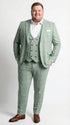 Mint Green Plaid Three Piece Suit for Men | Classic Checkered Formal Suit with Jacket Vest and Pants By Rossiman