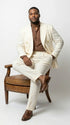 Men’s Off White 70s Style Double Breasted Suit – Vintage Retro Wide Lapel Classic Outfit for Party, Wedding and Casual Fashion Wear