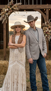 Mens Textured Light Grey Western Blazer – Cowboy Style Casual Sport Coat for Men Classic Western Jacket