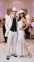 Men’s White Pinstripe 1920s Gangster 3 Piece Suit, Black Contrast Formal Costume Suit for Parties, Prom, Weddings, and Theme Events